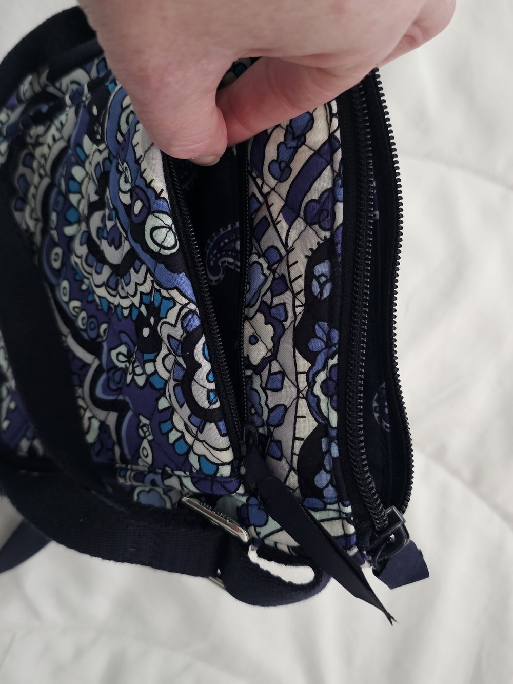 Vera Bradley Navy and Light Blue Paisley Crossbody Bag - Picture 7 of 7